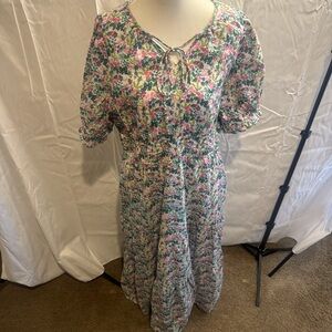 Floral Maxi Dress in Pink and Green